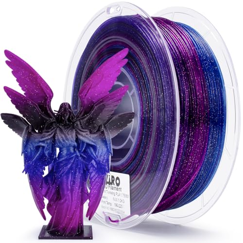 ZIRO Fast Color Changing Twinkling PLA, 1.75mm Filament, Sparkle Glitter with Colorful Transluent PLA, 3D Printing Material,1kg Spool, Dimensional Accuracy +/-0.03mm, Galaxy - Image 1