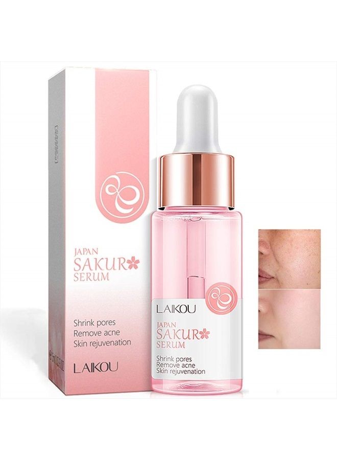 AKARY Sakura Face Fluid Essence Moisturizing Skin Shining Cherry Blossom Hyaluronic Acid Serum Essence Shrink Pores Tightening Skin Face Solution (17ml) - Image 1