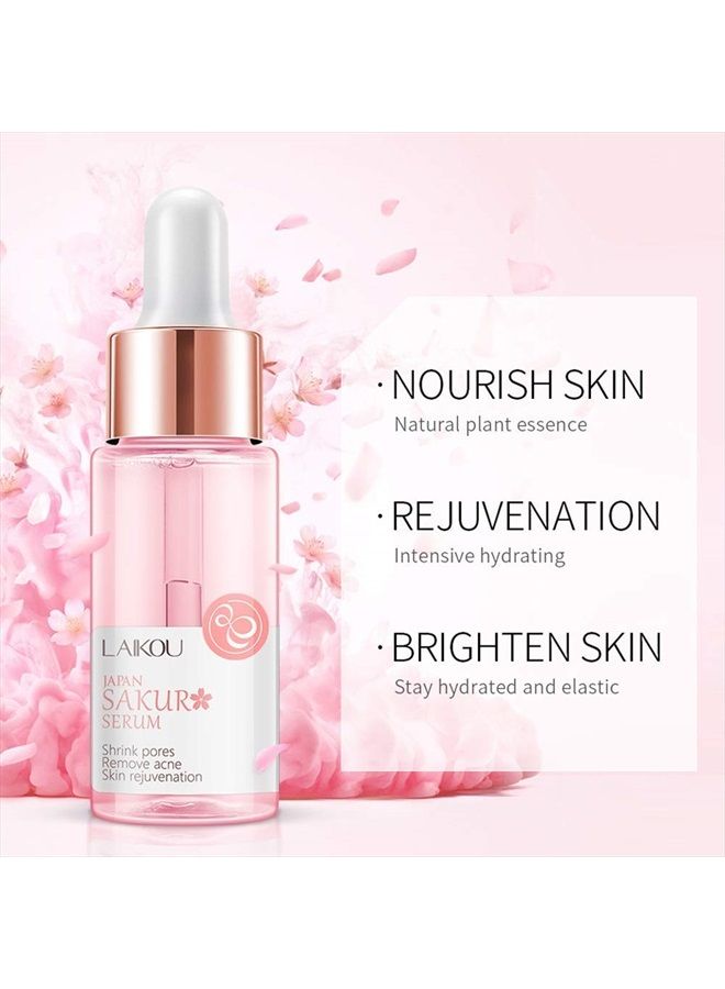 AKARY Sakura Face Fluid Essence Moisturizing Skin Shining Cherry Blossom Hyaluronic Acid Serum Essence Shrink Pores Tightening Skin Face Solution (17ml) - Image 2