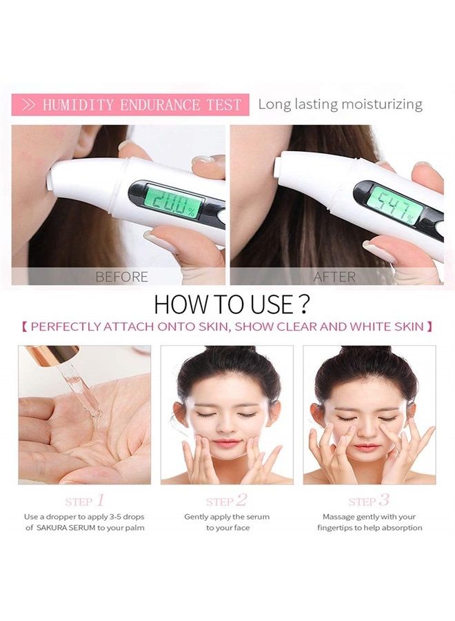 AKARY Sakura Face Fluid Essence Moisturizing Skin Shining Cherry Blossom Hyaluronic Acid Serum Essence Shrink Pores Tightening Skin Face Solution (17ml) - Image 5