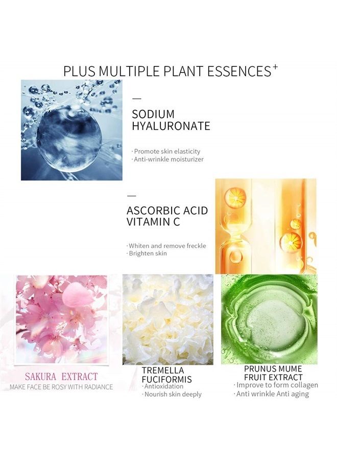 AKARY Sakura Face Fluid Essence Moisturizing Skin Shining Cherry Blossom Hyaluronic Acid Serum Essence Shrink Pores Tightening Skin Face Solution (17ml) - Image 3