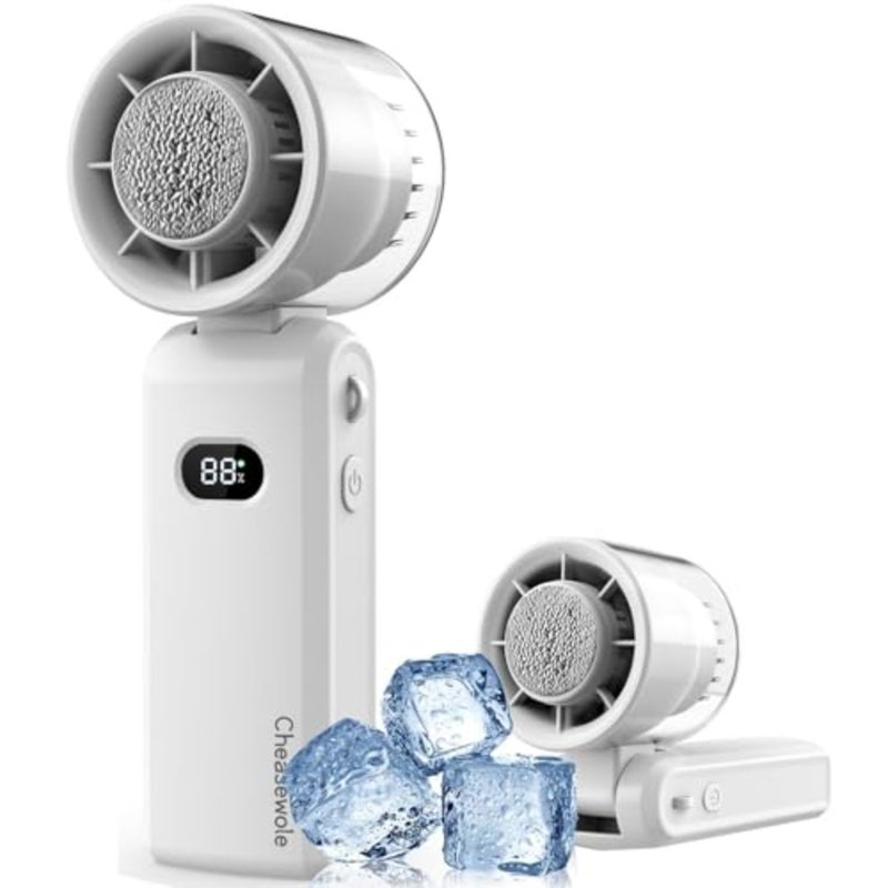 Travel handheld fan, ABS plastic, black, ultra-power 5-speed USB rechargeable with lanyard and sleek design - Image 1