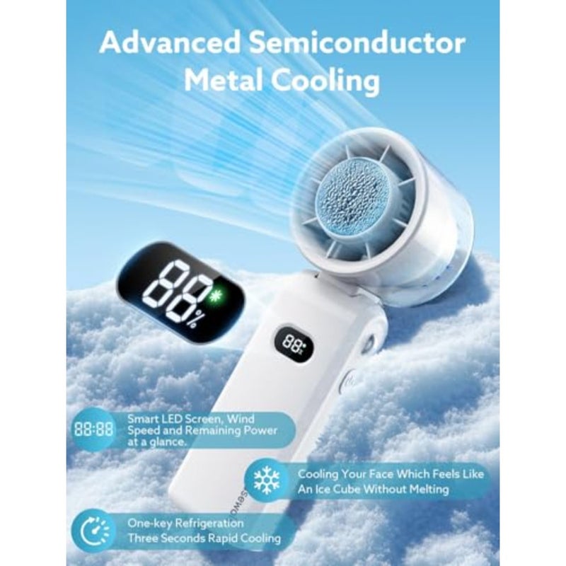 Travel handheld fan, ABS plastic, black, ultra-power 5-speed USB rechargeable with lanyard and sleek design - Image 2