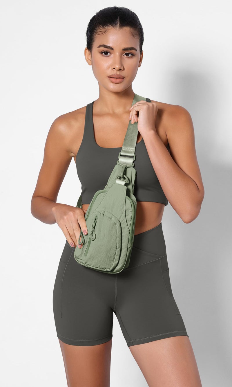 ODODOS Daily Sling Bag with Adjustable Straps Crossbody Chest Bag Lightweight Small Backpack for Casual Outdoor Traveling Hiking, Sage Grey - Image 2
