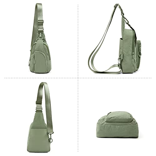 ODODOS Daily Sling Bag with Adjustable Straps Crossbody Chest Bag Lightweight Small Backpack for Casual Outdoor Traveling Hiking, Sage Grey - Image 5