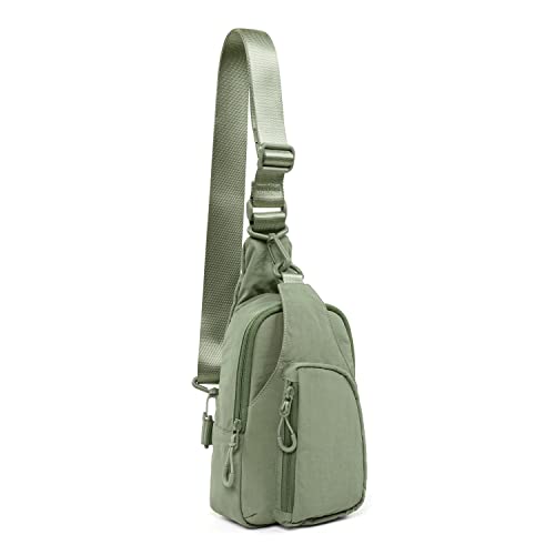 ODODOS Daily Sling Bag with Adjustable Straps Crossbody Chest Bag Lightweight Small Backpack for Casual Outdoor Traveling Hiking, Sage Grey - Image 1