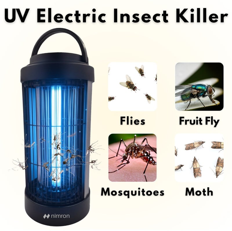 nimron UV Electric Insect Killer Lamp 10W, Mosquito & Fly Killer with Safety Grid, Hanging Portable Bug Zapper, Indoor Outdoor Pest Control Device for Home, Bedroom & Garden – Black - Image 5