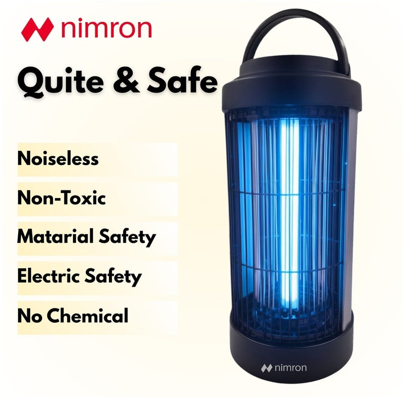 nimron UV Electric Insect Killer Lamp 10W, Mosquito & Fly Killer with Safety Grid, Hanging Portable Bug Zapper, Indoor Outdoor Pest Control Device for Home, Bedroom & Garden – Black - Image 3