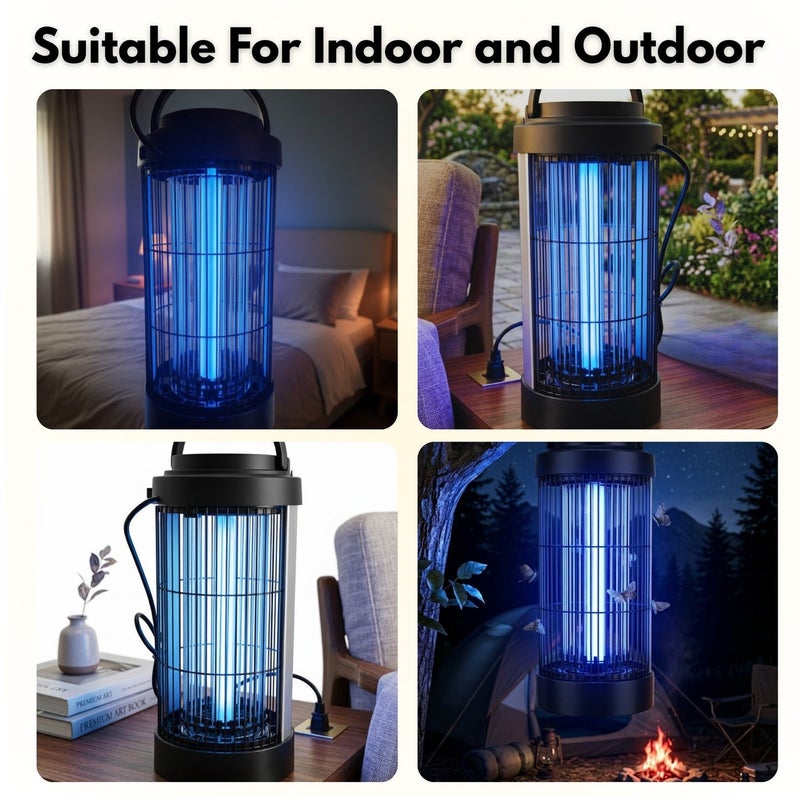 nimron UV Electric Insect Killer Lamp 10W, Mosquito & Fly Killer with Safety Grid, Hanging Portable Bug Zapper, Indoor Outdoor Pest Control Device for Home, Bedroom & Garden – Black - Image 4