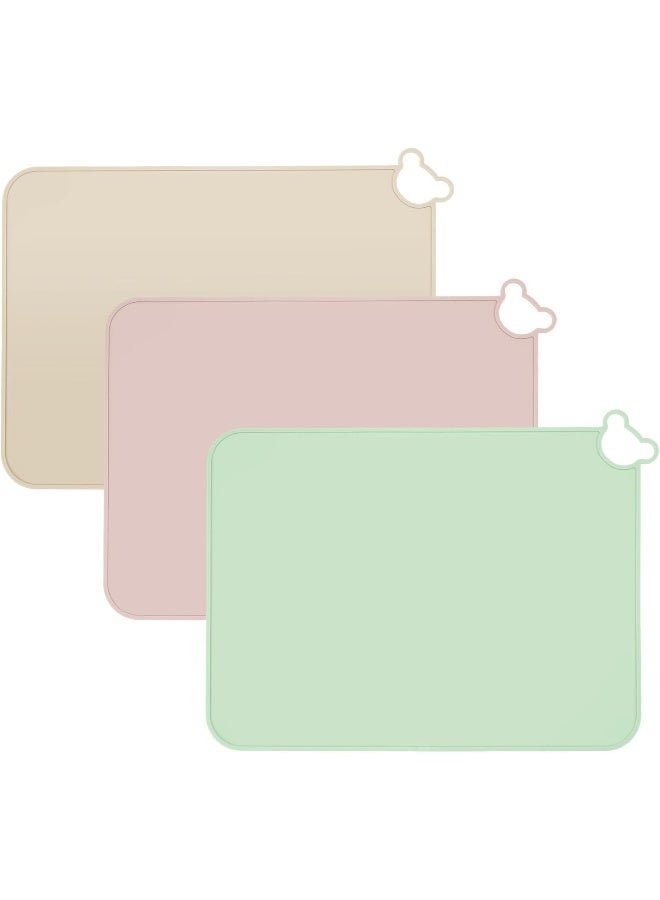 PandaEar 3 Pack Silicone Placemat for Toddlers Kids for Dining Table & Restaurants - Image 1