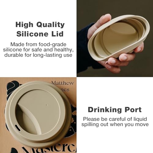 Gencywe Ceramic Travel Mugs with Silicone Lids, 15 oz Portable Coffee Mug Travel Unique To Go Mug, Reusable Coffee Cups with Non-Slip Sleeve, Cappuccino,Tea,Latte,Iced Coffee Cups, Dishwasher Safe - Image 5