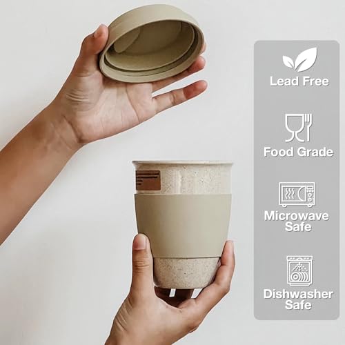 Gencywe Ceramic Travel Mugs with Silicone Lids, 15 oz Portable Coffee Mug Travel Unique To Go Mug, Reusable Coffee Cups with Non-Slip Sleeve, Cappuccino,Tea,Latte,Iced Coffee Cups, Dishwasher Safe - Image 3