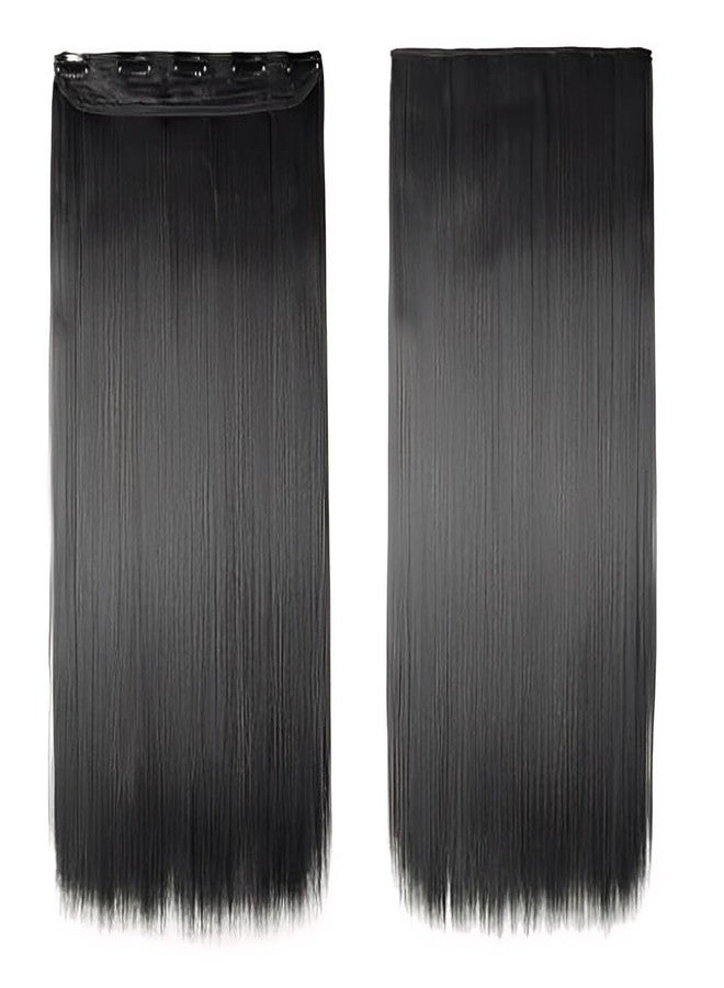 VIVIAN Women's Full Head 22 Inch Hair Extension Wig - Synthetic Straight Black Hair Pieces with 5 Clip Wig Fluffy & Not Tangled - Image 3
