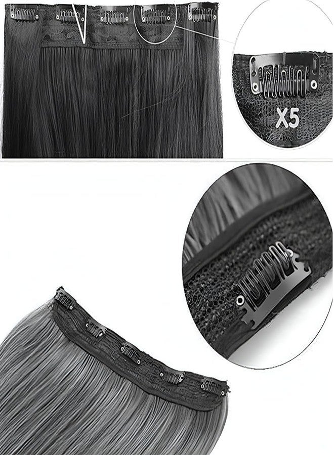 VIVIAN Women's Full Head 22 Inch Hair Extension Wig - Synthetic Straight Black Hair Pieces with 5 Clip Wig Fluffy & Not Tangled - Image 2