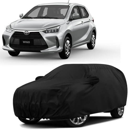 Sulfar 100% Water Resistant Car Body Cover Compatible with Mirror for Toyota Wigo (Triple Stitched, Full Bottom Elastic, Black) - Image 1