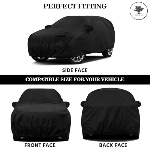 Sulfar 100% Water Resistant Car Body Cover Compatible with Mirror for Toyota Wigo (Triple Stitched, Full Bottom Elastic, Black) - Image 5