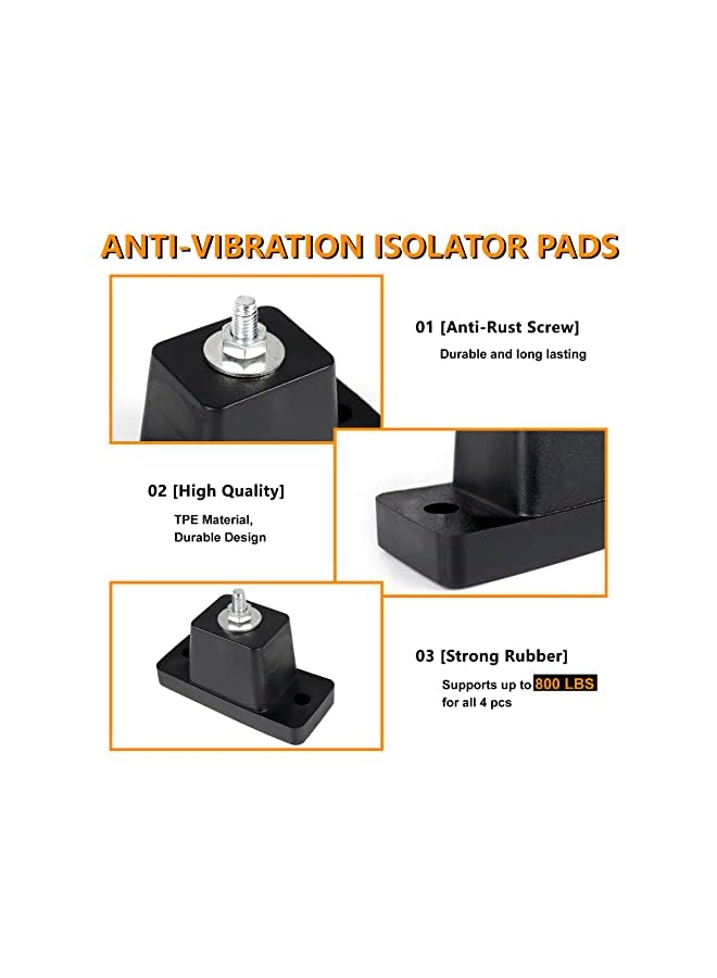 erorex Parts 4Pack Anti-Vibration Rubber Pads,Shock Absorbing Mounting Bracket for Outdoor Ductless Mini Split Air Conditioner/Condensers Units - Image 4
