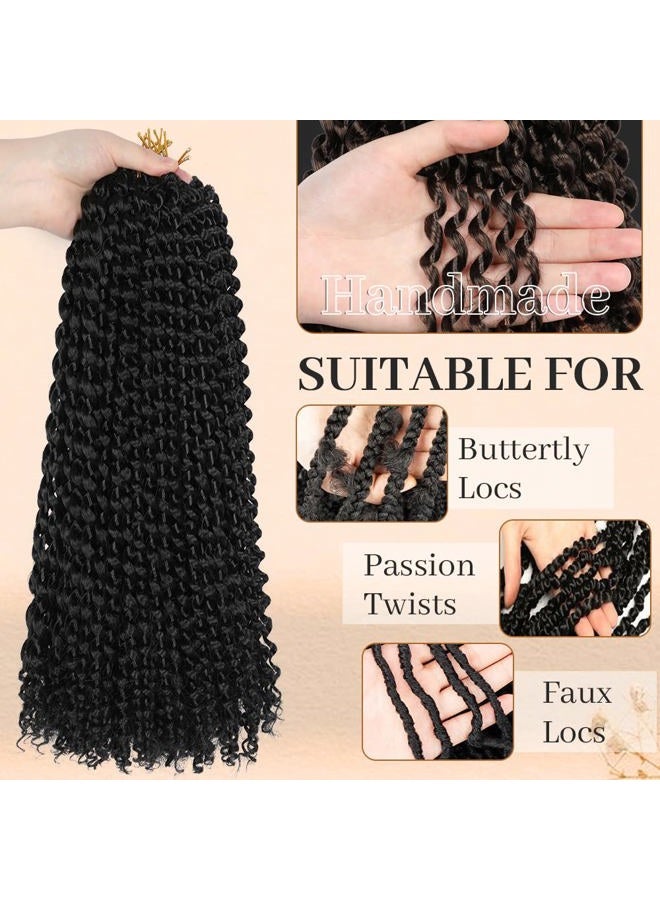 ShowCoco Passion Twist Hair 22 Inch Water Wave Crochet Hair 6 Packs Passion Twists Braiding Hair Long Bohemian Synthetic Hair Passion Twist Hair Extensions(22inch, #1B) - Image 4