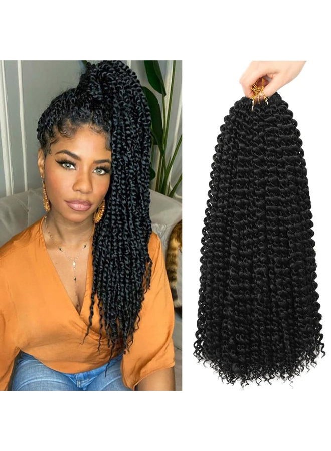 ShowCoco Passion Twist Hair 22 Inch Water Wave Crochet Hair 6 Packs Passion Twists Braiding Hair Long Bohemian Synthetic Hair Passion Twist Hair Extensions(22inch, #1B) - Image 1