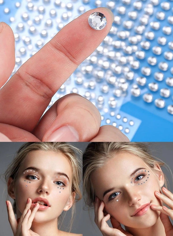 300 قطعة ملصقات تاتو الوجة والجسم من حجر الراين ذاتية اللصق احجار كريستالية لامعة مناسبة لتزيين الوجه والجسم والأظافر - Image 3