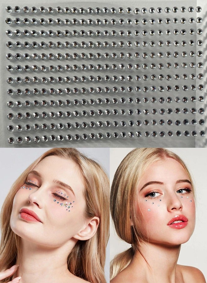 300 قطعة ملصقات تاتو الوجة والجسم من حجر الراين ذاتية اللصق احجار كريستالية لامعة مناسبة لتزيين الوجه والجسم والأظافر - Image 1