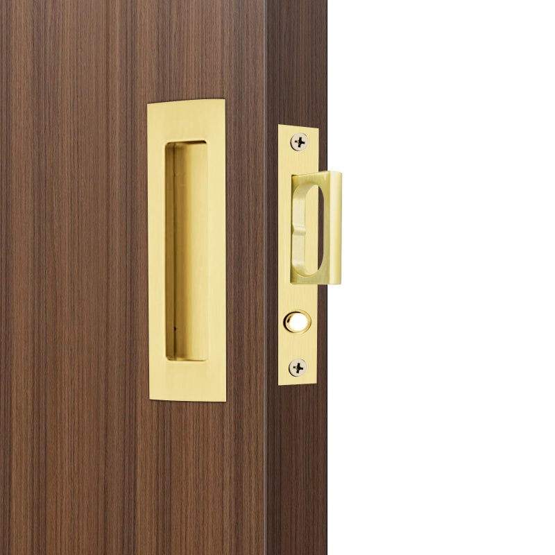 Dontay Sliding Pocket Door Handles 304 Stainless Steel Non Locking Pocket Door Hardware Recessed Flush Finger Pulls Heavy Duty Edge Pull with Pop Out Ring Pull Satin Brass 2 Set 472 Inch - Image 2