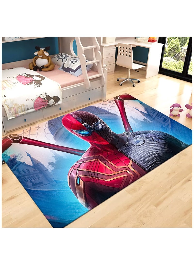 Marvel Avengers Series Spider-Man Children's Room Crawling Mat Non-Slip Bedside Blanket Living Room Full Carpet Rectangular Soft Touch Non-Slip Carpet (Thick Crystal Velvet Size: 80cmX160cm) - Image 1