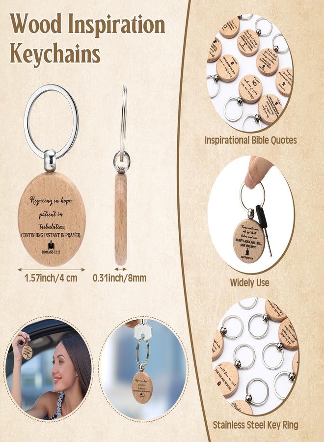 Feifeiya 25 Sets Christian Easter Gifts Bulk Bible Verse Pens Keychains and Emergency Number Bookmarks Religious Party Favors for Father Pastor Church Baptism Sunday School(Wood Color) - Image 3