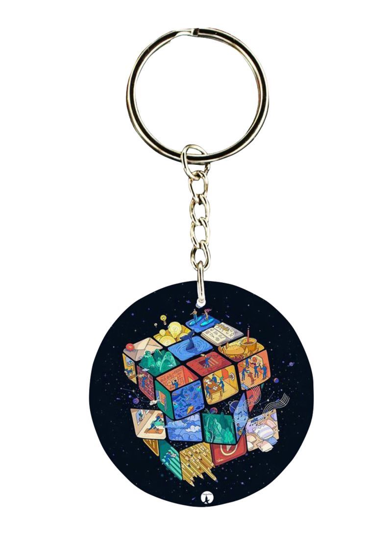 RKN Rubik's Cube Printed Keychain