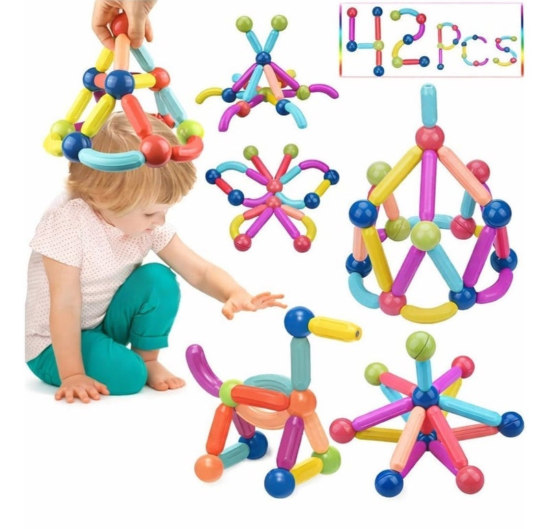 O2. Magnetic Building Sticks and Balls Construction Set 42PCS Educational STEM Magnetic Toy for Kids 3+ - Image 1