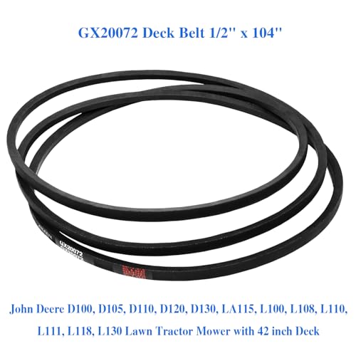 AILEETE GX20072 Deck Belt 1/2" x 104" for John Deere D100, D105, D120, D125, D130, E100, E130, L100, L110, L111, L118, LA115 Lawn Tractor with 42'' Deck, Replace John Deere 42 inch Deck Belt UC32283 - Image 4