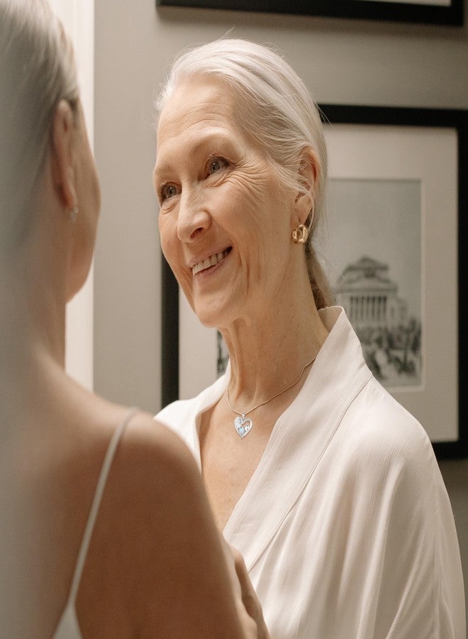 FANCIME Mom Birthstone Necklace Opal Mother and Child Love Heart Necklace I Love You Mom Gifts Mothers Day October Jewelry Gifts for Grandmother Women Wife, 16"+2" Inches - Image 3