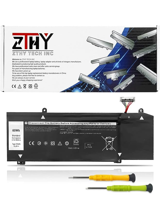 ZTHY New 1F22N Laptop Battery Replacement For Dell Alien Ware M15 P79F M17 R1 P37E P37E001 Dell G7 7590 G7 7790 G5 5590 5590-D2783W D2743B D2843W Series 0Hywxj Hywxj 0Jjpfk Jjpfk 15.2V 60Wh 4Cell - Image 1