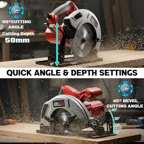 IBELL TOOLS IBELL Circular Saw CS85-71 |1400W 185mm Blade, 4800 RPM High-Speed Cutter with Copper Armature Motor, 58mm Cutting Depth, Bevel Cuts up to 45°| For Wood, Marble & Concrete | 6-Month Warranty. - Image 4