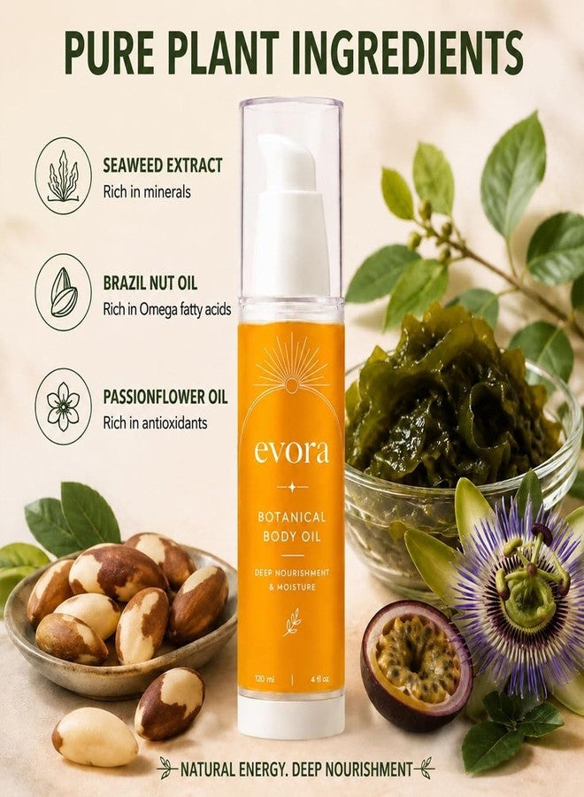 Tasunte Evora Botanical Body Oil, Brazil Nut & Passionflower Seed Oils, Lightweight Firming Massage Oil for Smoother-Looking Skin & Cellulite Appearance, Non-Greasy, 4 Fl Oz - Image 5