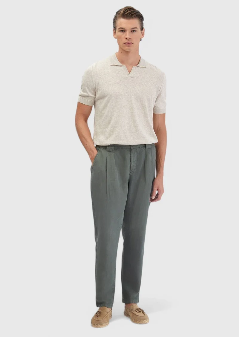 RAMSEY Khaki Weaving Jogging Fit Casual Cotton Blended Trousers