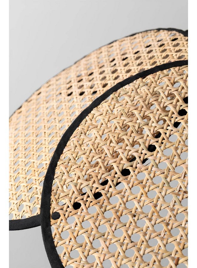 Akway AKWAY Wicker Rattan Hanging lamp Cane Webbing Bamboo Seagrass Premium Ceiling Light (Flower Shape)(Black)(Blub not Included)  - Image 3