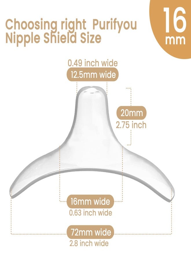 purifyou Nipple Shields for Nursing Breastfeeding Newborn, 24mm / 20mm / 18mm / 16mm, Set of 3 Silicone Nipple Shield with Free Case Latch Assist Nipple Guard & Breastfeeding Shield (16mm) - Image 3