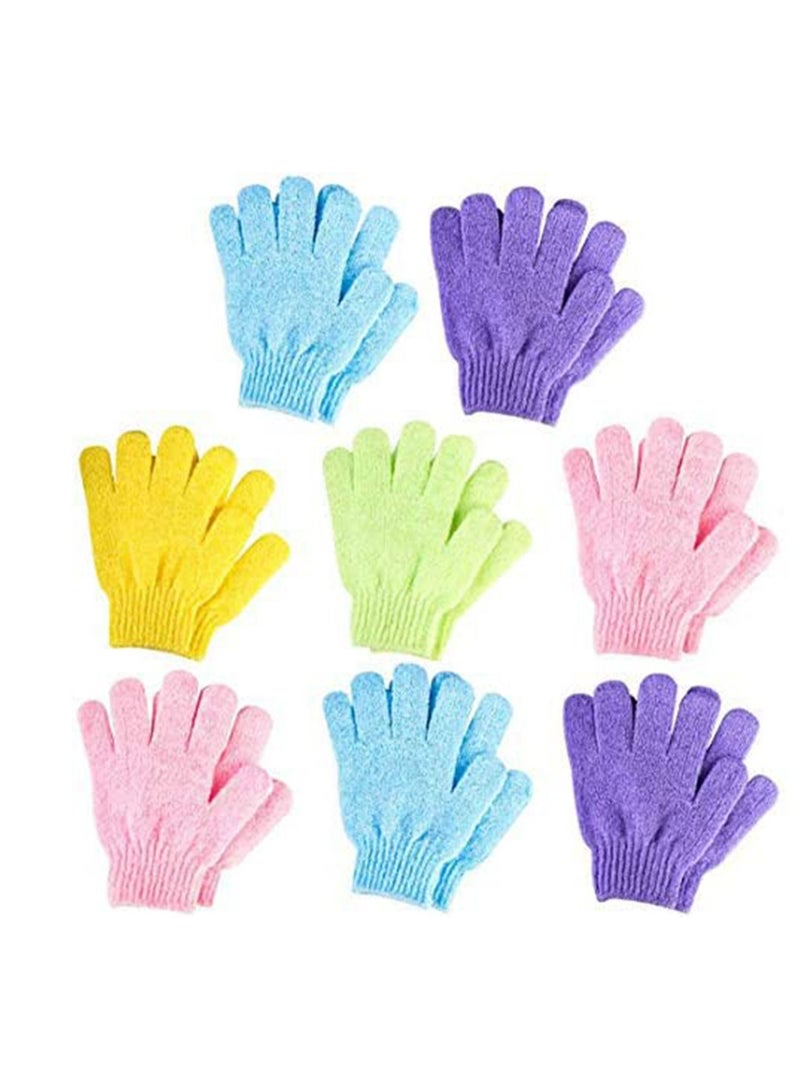 8 Pairs Double Sided Exfoliating Gloves Bath Shower Body Scrubbing 5 Colors - Image 1