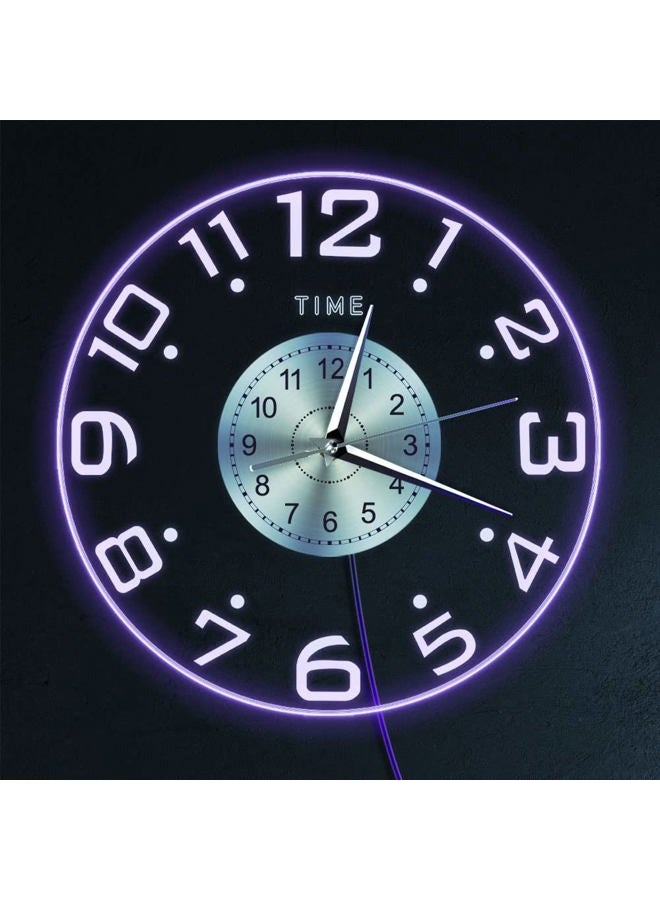 Timethink 12'' LED Lighted Wall Clock with Light 7 Luminous Modes, Modern Big Numbers Wall Clock Silent Quartz Night Light Wall Clock, Easy to Read Battery Operated Decorative Wall Clock for Living Room Bedroom - Image 1
