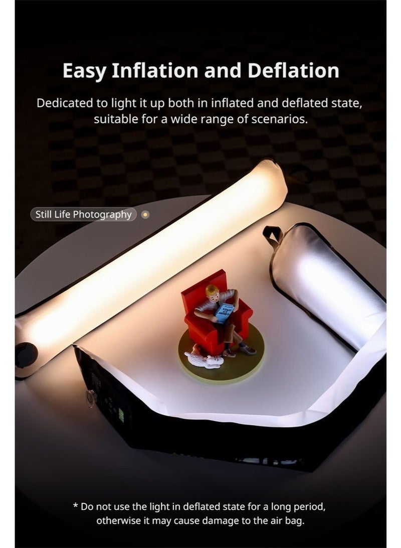مصباح أنبوبي LED محمول بقوة 20 وات، مزود بإضاءة تعبئة مغناطيسية ثنائية اللون، و12 تأثيرًا خاصًا، وبطارية قابلة لإعادة الشحن للتصوير الفوتوغرافي والبث المباشر - Image 4