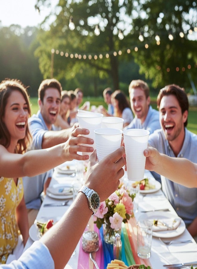 Party Dimensions White Solid Color Plastic Party Cup (12 Oz.) 20 Count - Durable & Stylish, Perfect for Parties, Events & Any Occasion - Image 5