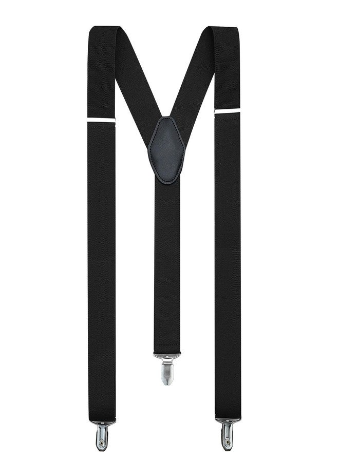 KOOELLE Suspenders for Men Heavy Duty Tuxedo Dress Pants 1.4 inch Solid Adjustable Elastic Y Back Mens Suspenders for Jeans, Black, One size - Image 1