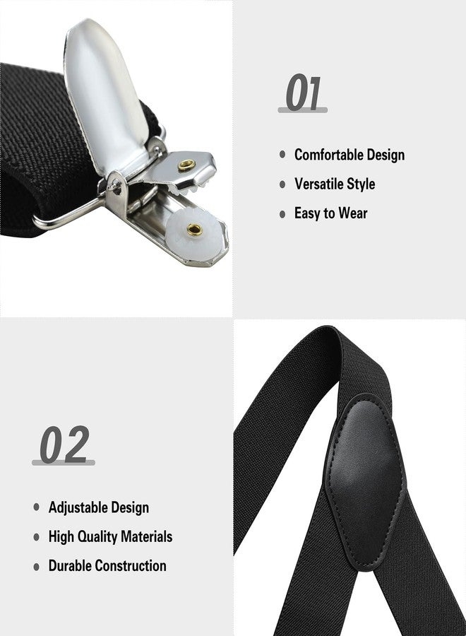 KOOELLE Suspenders for Men Heavy Duty Tuxedo Dress Pants 1.4 inch Solid Adjustable Elastic Y Back Mens Suspenders for Jeans, Black, One size - Image 4