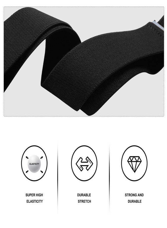 KOOELLE Suspenders for Men Heavy Duty Tuxedo Dress Pants 1.4 inch Solid Adjustable Elastic Y Back Mens Suspenders for Jeans, Black, One size - Image 5