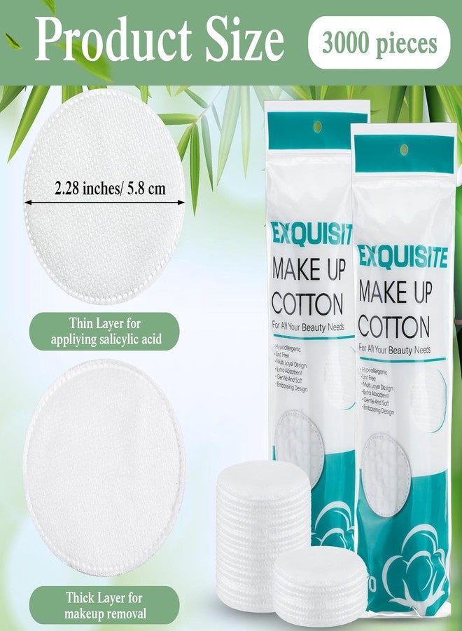 Maxcheck 3000 Pcs Cotton Rounds Bulk Exfoliating Rounds for Face Makeup Remover Cotton Facial Pads for Face Makeup Removal Toner Pads - Image 2