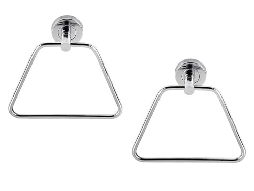 RAGHAV Triangle Shape Stainless Steel Bathroom Towel Holder Self Adhesive for Wall Wash Basin Napkin Hand Towel Ring (Pack of 2) - Image 1