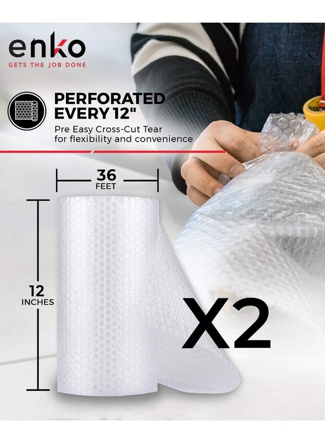 إنكو برودكتس إنكو (عبوتان) 12 بوصة × 72 قدم لفافة تغليف مبطنة بالفقاعات مثقوبة 20 ملصقًا هشًا لنقل مستلزمات صناديق التعبئة والشحن - Image 3