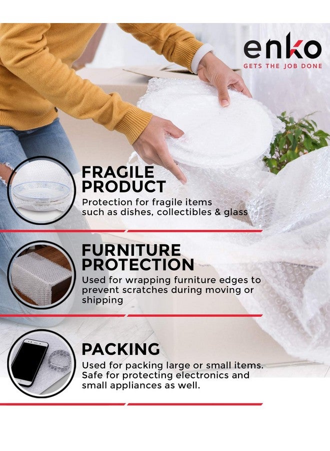 إنكو برودكتس إنكو (عبوتان) 12 بوصة × 72 قدم لفافة تغليف مبطنة بالفقاعات مثقوبة 20 ملصقًا هشًا لنقل مستلزمات صناديق التعبئة والشحن - Image 5