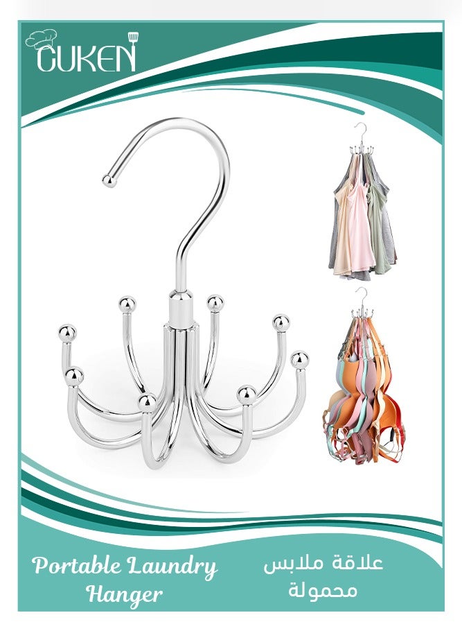 Cuken Tank Top Hanger, Rotatable Bra Organzier for Closet, Max 24 Storage Capacity Sport Bra Holder, Metal Space Saving Closet Organizers and Storage, Silver - Image 1